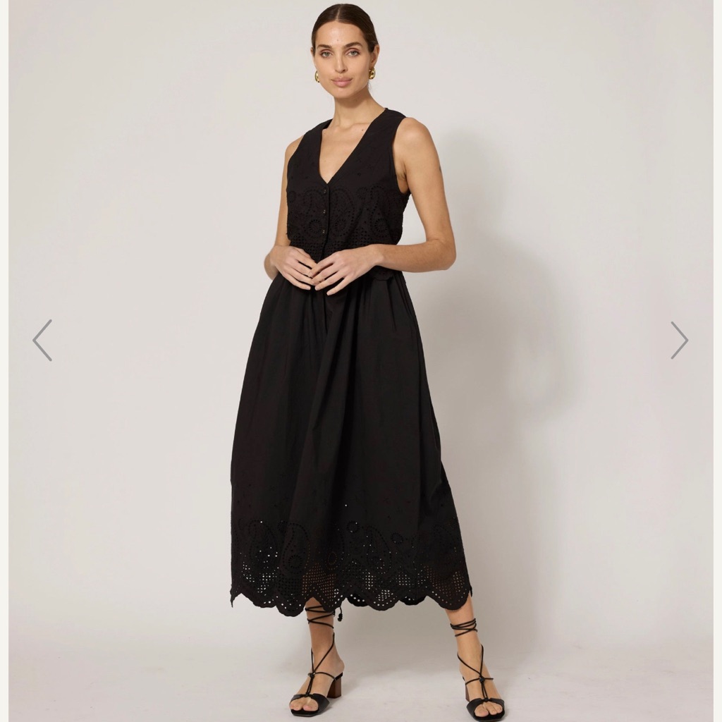 Cleobella Julie Black Sleeveless V-Neck Midi Dress